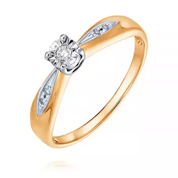 Кольцо из красного золота 585 пробы с бриллиантом