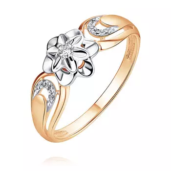 Кольцо из красного золота 585 пробы с бриллиантом