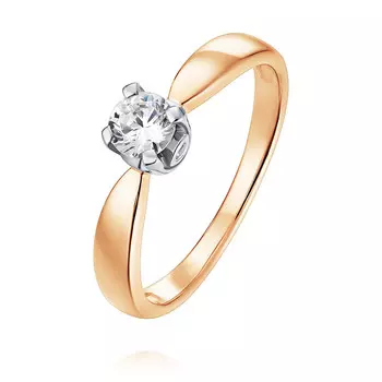 Кольцо из красного золота 585 пробы с фианитом