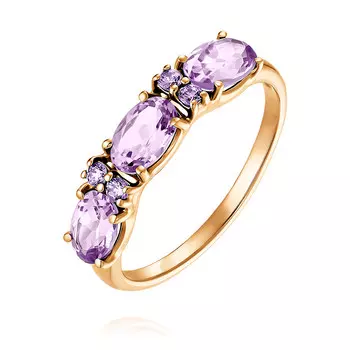 Кольцо из красного золота 585 пробы с аметистом