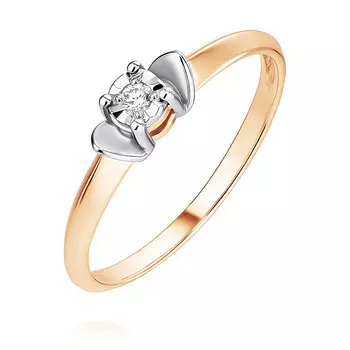 Кольцо из красного золота 585 пробы с бриллиантом