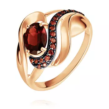 Кольцо из красного золота 585 пробы с гранатом