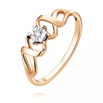 Кольцо из красного золота 585 пробы с бриллиантом