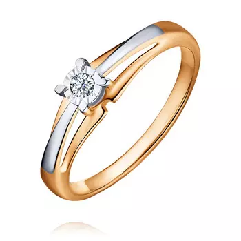 Кольцо из красного золота 585 пробы с бриллиантом