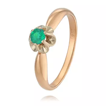 Кольцо из красного золота 585 пробы с изумрудом