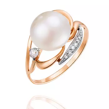 Кольцо из красного золота 585 пробы с жемчугом