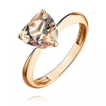 Кольцо из красного золота 585 пробы с топазом, фианитом