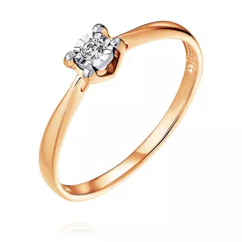 Кольцо из красного золота 585 пробы с бриллиантом