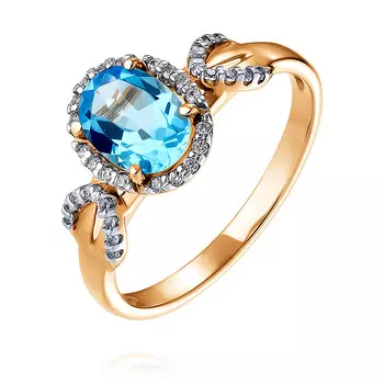 Кольцо из красного золота 585 пробы с топазом