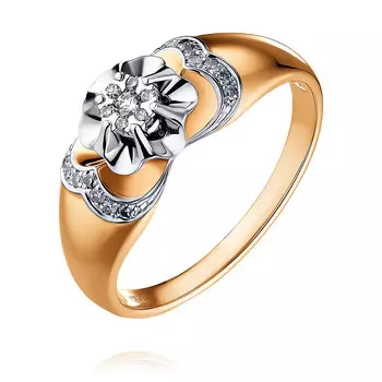 Кольцо из красного золота 585 пробы с бриллиантом