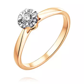 Кольцо из красного золота 585 пробы с бриллиантом