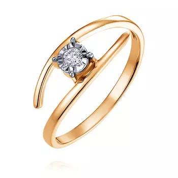 Кольцо из красного золота 585 пробы с бриллиантом