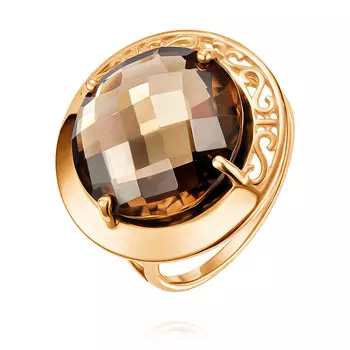 Кольцо из красного золота 585 пробы с кварцем