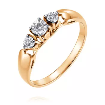 Кольцо из красного золота 585 пробы с бриллиантом