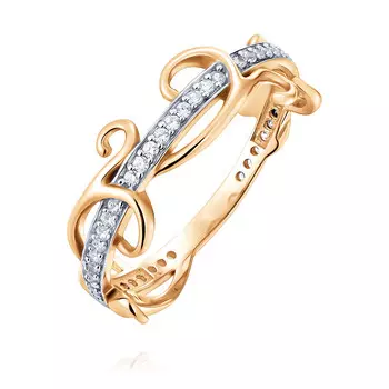 Кольцо из красного золота 585 пробы с фианитом