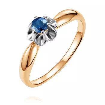 Кольцо из красного золота 585 пробы с сапфиром