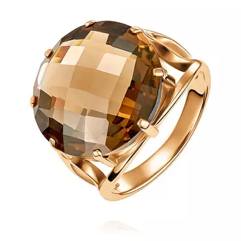 Кольцо из красного золота 585 пробы с кварцем