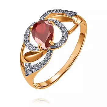 Кольцо из красного золота 585 пробы с гранатом