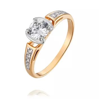 Кольцо из красного золота 585 пробы с фианитом