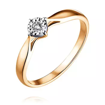 Кольцо из красного золота 585 пробы с бриллиантом