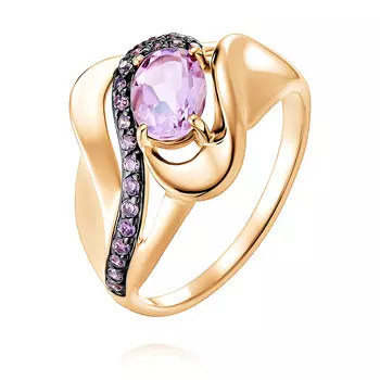 Кольцо из красного золота 585 пробы с аметистом