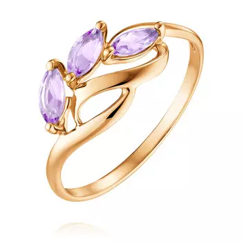 Кольцо из красного золота 585 пробы с аметистом