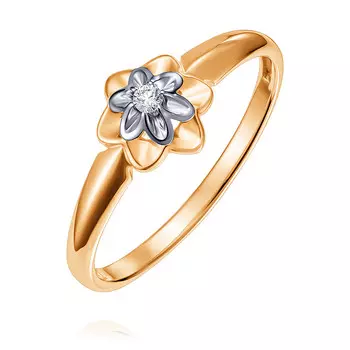 Кольцо из красного золота 585 пробы с бриллиантом