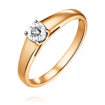 Кольцо из красного золота 585 пробы с бриллиантом