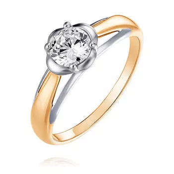 Кольцо из красного золота 585 пробы с фианитом