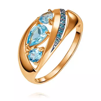 Кольцо из красного золота 585 пробы с топазом