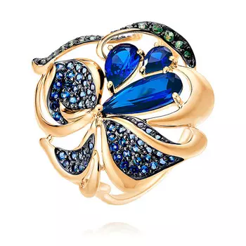 Кольцо из красного золота 585 пробы с вставками