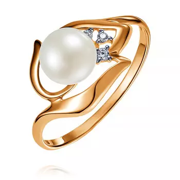 Кольцо из красного золота 585 пробы с жемчугом