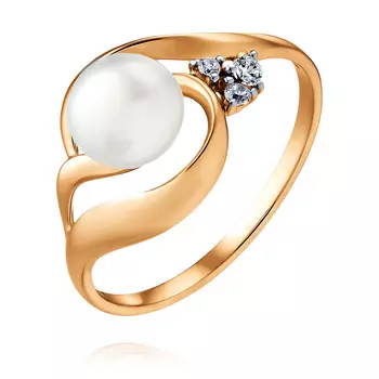 Кольцо из красного золота 585 пробы с жемчугом