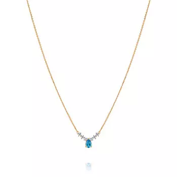 Колье из красного золота 585 пробы с топазом и фианитом