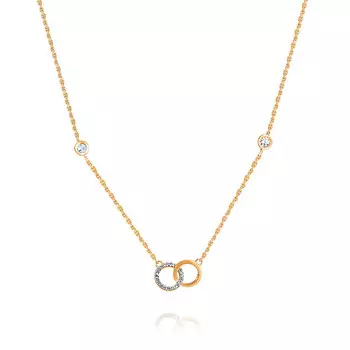 Колье из красного золота 585 пробы с фианитом