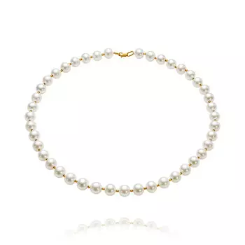 Колье из красного золота 585 пробы с жемчугом