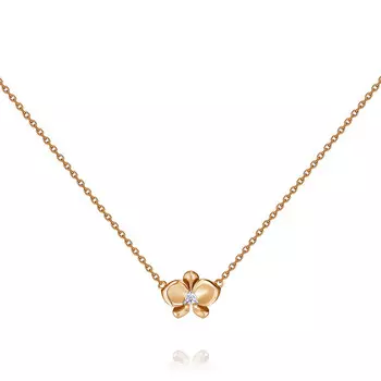 Колье из красного золота 585 пробы с фианитом