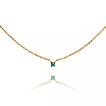 Колье из красного золота 585 пробы с изумрудом