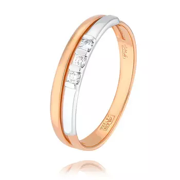 Обручальное кольцо из красного золота 585 пробы с бриллиантом