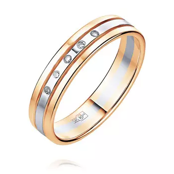 Обручальное кольцо из красного золота 585 пробы с бриллиантом