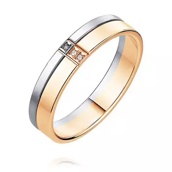 Обручальное кольцо из красного золота 585 пробы с бриллиантом