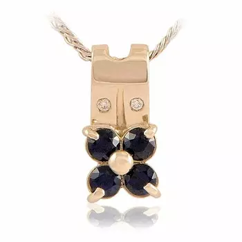 Подвеска из белого золота 585 пробы с бриллиантом, сапфиром