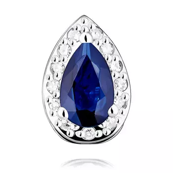 Подвеска из белого золота 585 пробы с бриллиантом и сапфиром