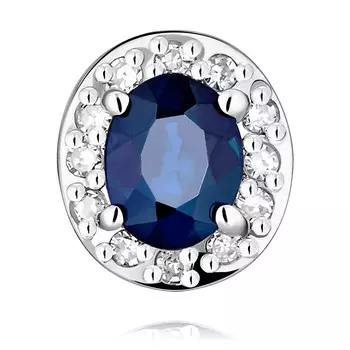 Подвеска из белого золота 585 пробы с бриллиантом, сапфиром