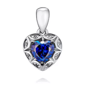 Подвеска из белого золота 585 пробы с сапфиром