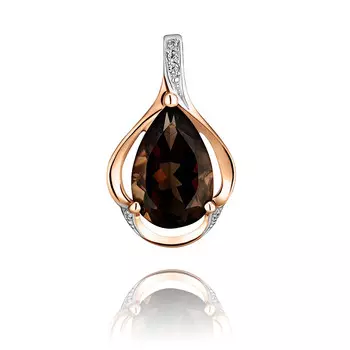 Подвеска из красного золота 585 пробы с фианитом и кварцем