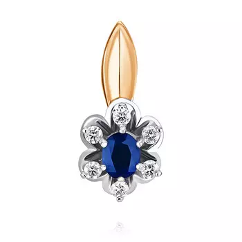 Подвеска из красного золота 585 пробы с бриллиантом, сапфиром