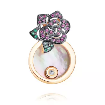 Подвеска из красного золота 585 пробы с бриллиантом и миксом вставок