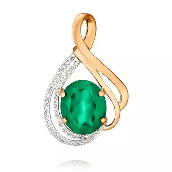 Подвеска из красного золота 585 пробы с бриллиантом, ониксом