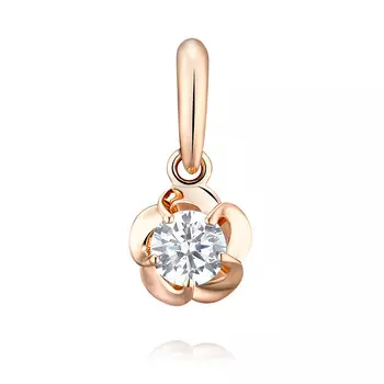 Подвеска из красного золота 585 пробы с фианитом